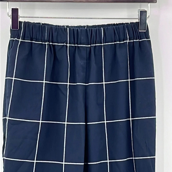Oak + Fort Elastic Waist Pull On Windowpane Plaid Cuffed Pants - Size XS - Picture 2 of 7